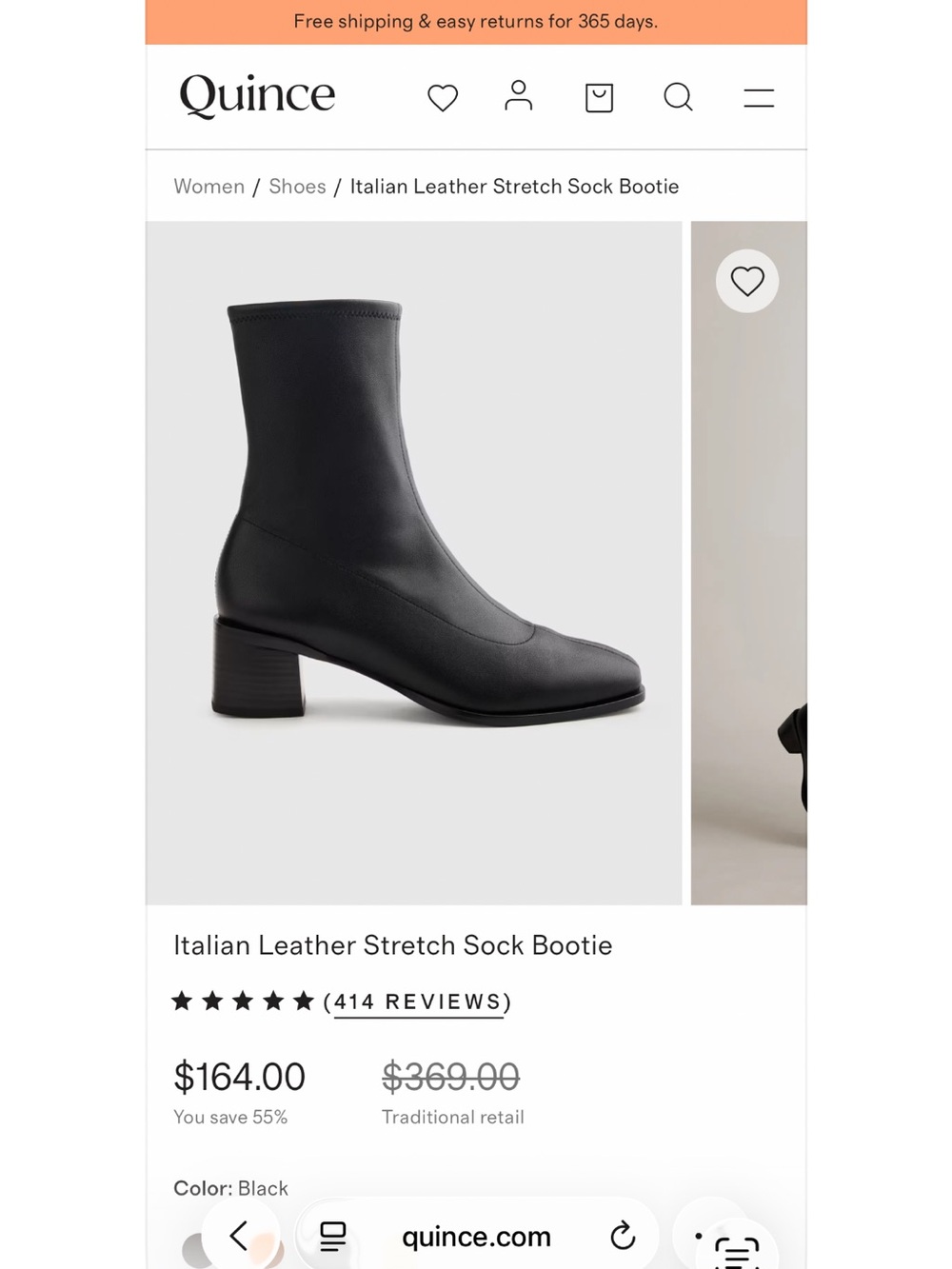Quince Black Italian Leather Stretch Sock Boot